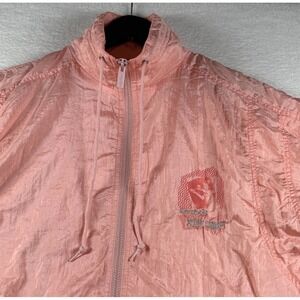 VTG Reebok Sport Active Sport Windbreaker Jacket Adult Large Pink Graphic Print